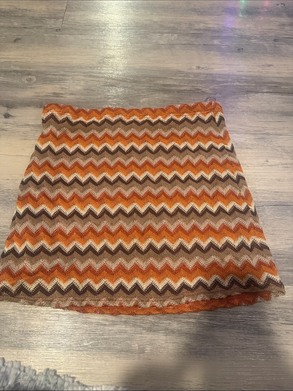 Altar'd State Zigzag Chevron Mini Skirt in Orange, Brown & Cream